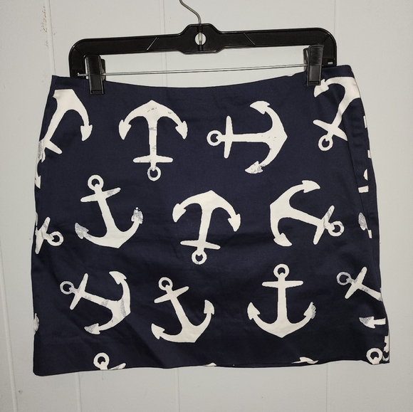 J.Crew Navy Blue And white Nautical Skirt - Picture 4 of 14
